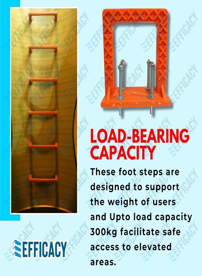 Efficacy PVC Rungs Water Tank Step Slump Step PVC Foot Step MS Rod 12 mm Length 165 mm Width 170 mm Thickness 25 mm for Construction Sites,UG Sump Tank, Swimming Pools,Underground Water Tank 5 Nos - Image 3